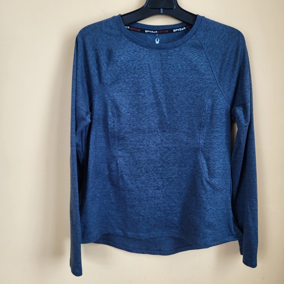 Spyder Active Long Sleeve Quick Dry Breathable top Blue Marled  Medium - Picture 2 of 12